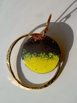 Earrings Medium Hoop Yellow Enamel By Sibilia