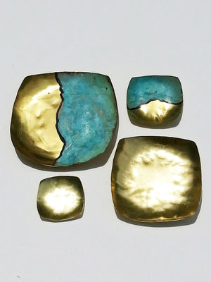 Square Nesting Plate Set Patina and Gold Plate on Brass