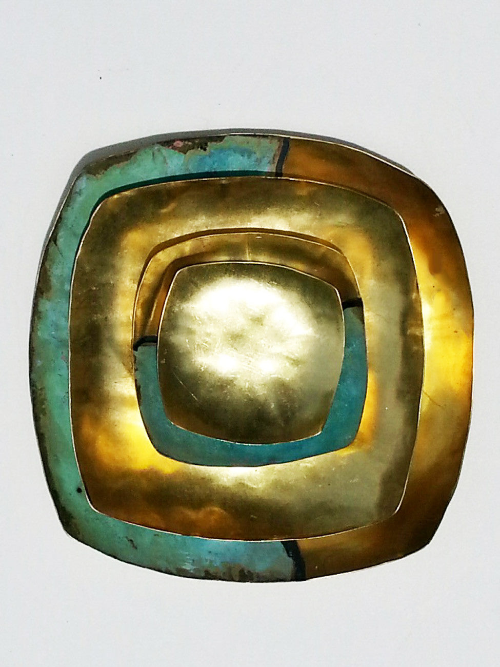 Square Nesting Plate Set Patina and Gold Plate on Brass