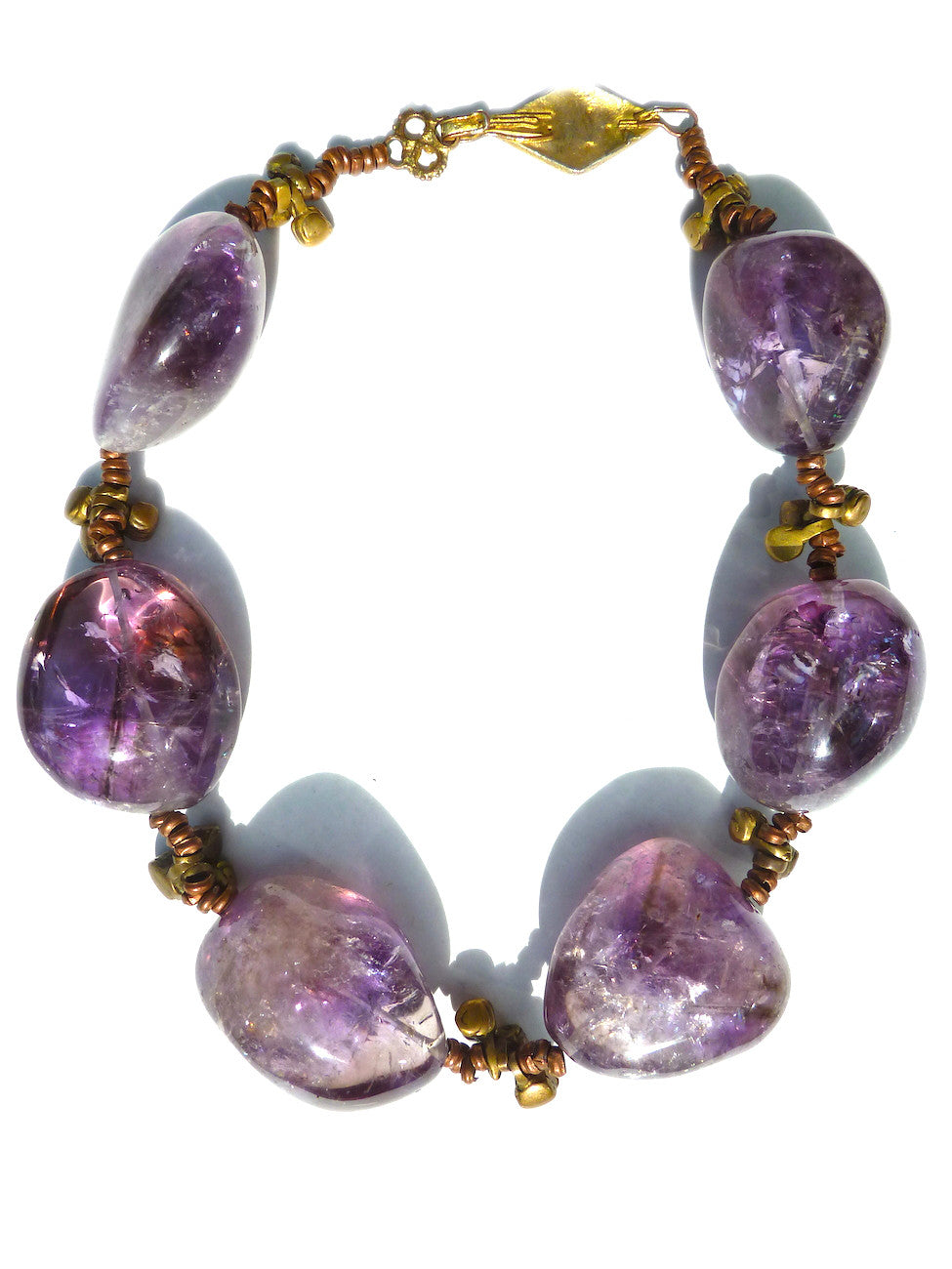 Necklace Enormous Ametrine With Vintage African Charms