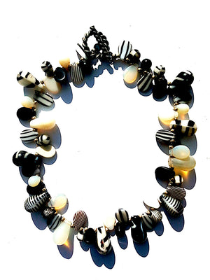 Necklace Mix Of African And Czech Glass Black and White