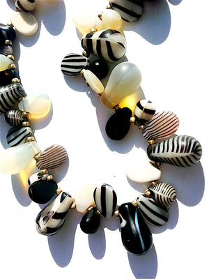 Necklace Mix Of African And Czech Glass Black and White