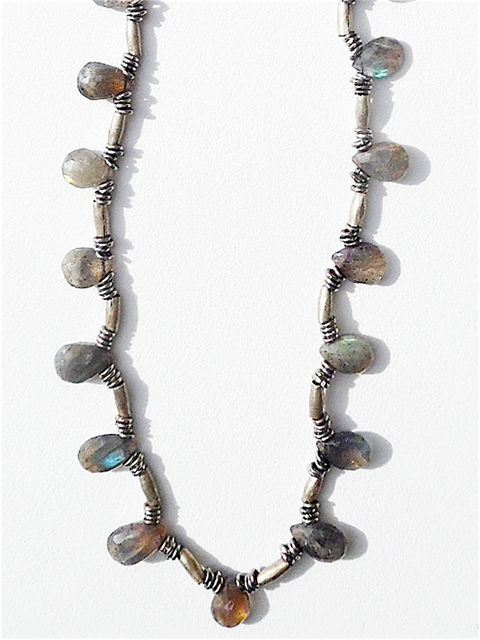 Necklace Labradorite Briolet and Sterling Silver