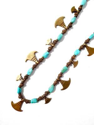 Necklace Turquoise And Vintage African  Ooloo Brass
