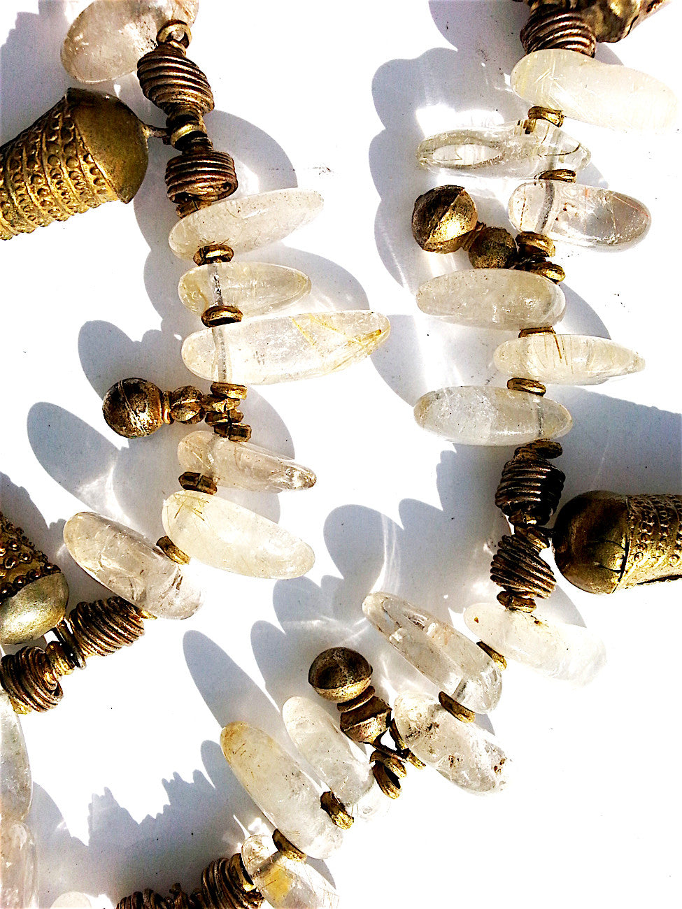 Necklace Rutillated Quartz Citrine and African Spike Charms