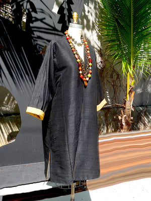 Silk Suzani Coat Reversible Black And Camel