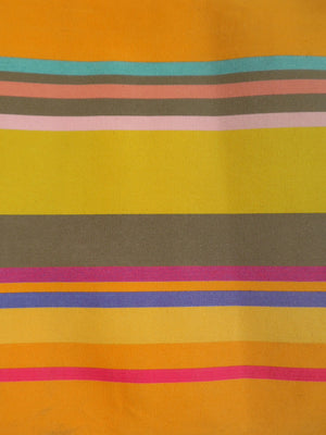 French Cotton Canvas Striped Textile Yellow