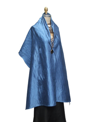 Thai Silk Pintuck Pleated Shawl Cobalt