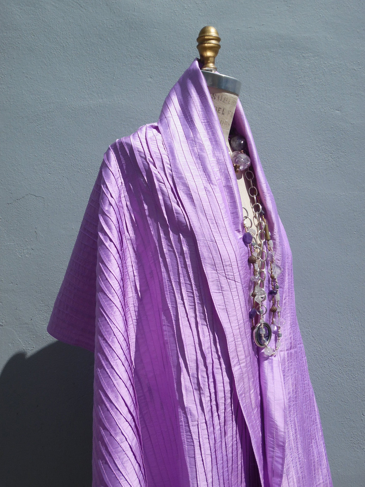Thai Silk Pintuck Pleated Shawl Periwinkle