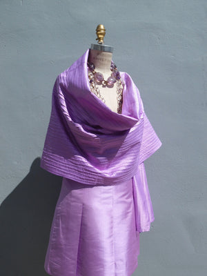 Thai Silk Pintuck Pleated Shawl Periwinkle