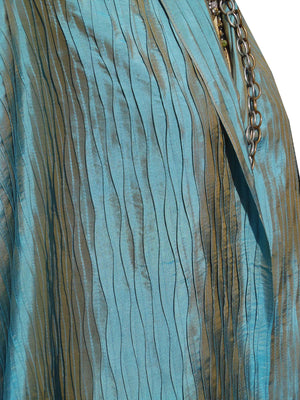 Thai Silk Pintuck Pleated Shawl Penny Blue