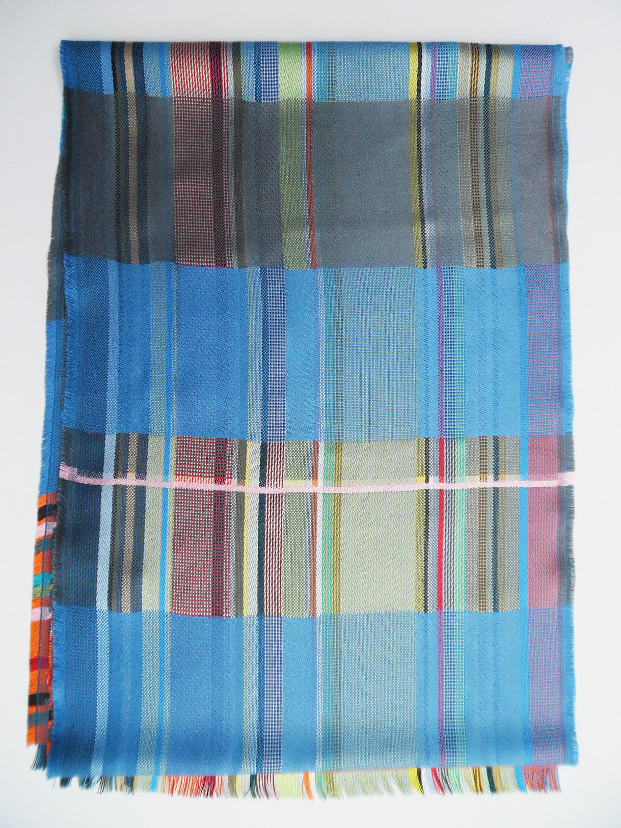 Scarf Silk Colorblock Blue Multi
