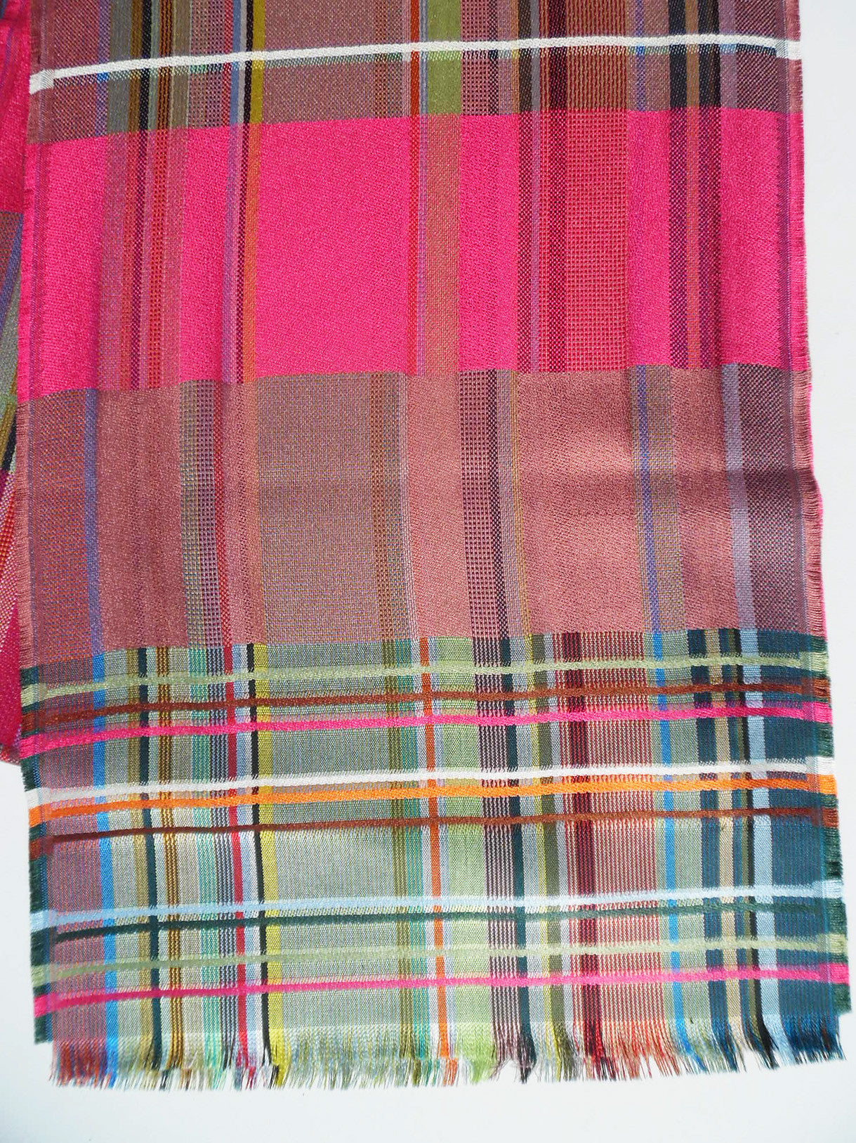 Scarf Silk Colorblock Pink Multi