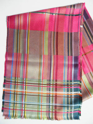 Scarf Silk Colorblock Pink Multi