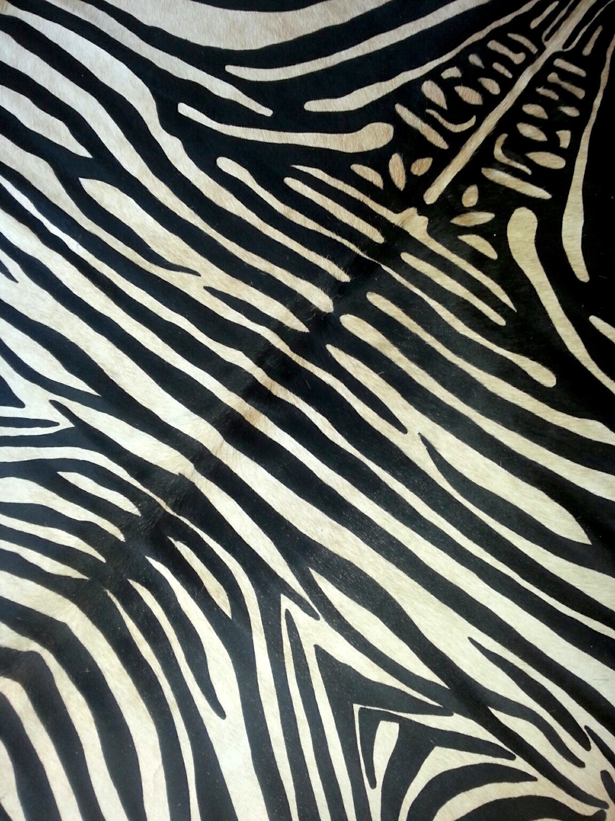 Cowhide Zebra Print On Light Beige
