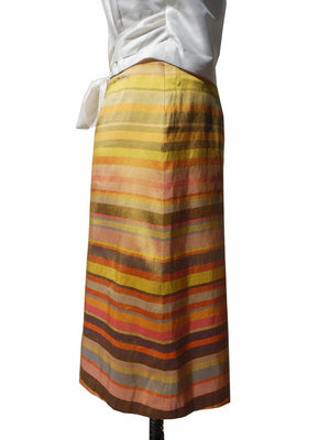 Audrey Skirt Thai Silk Taffeta Preppy Stripe