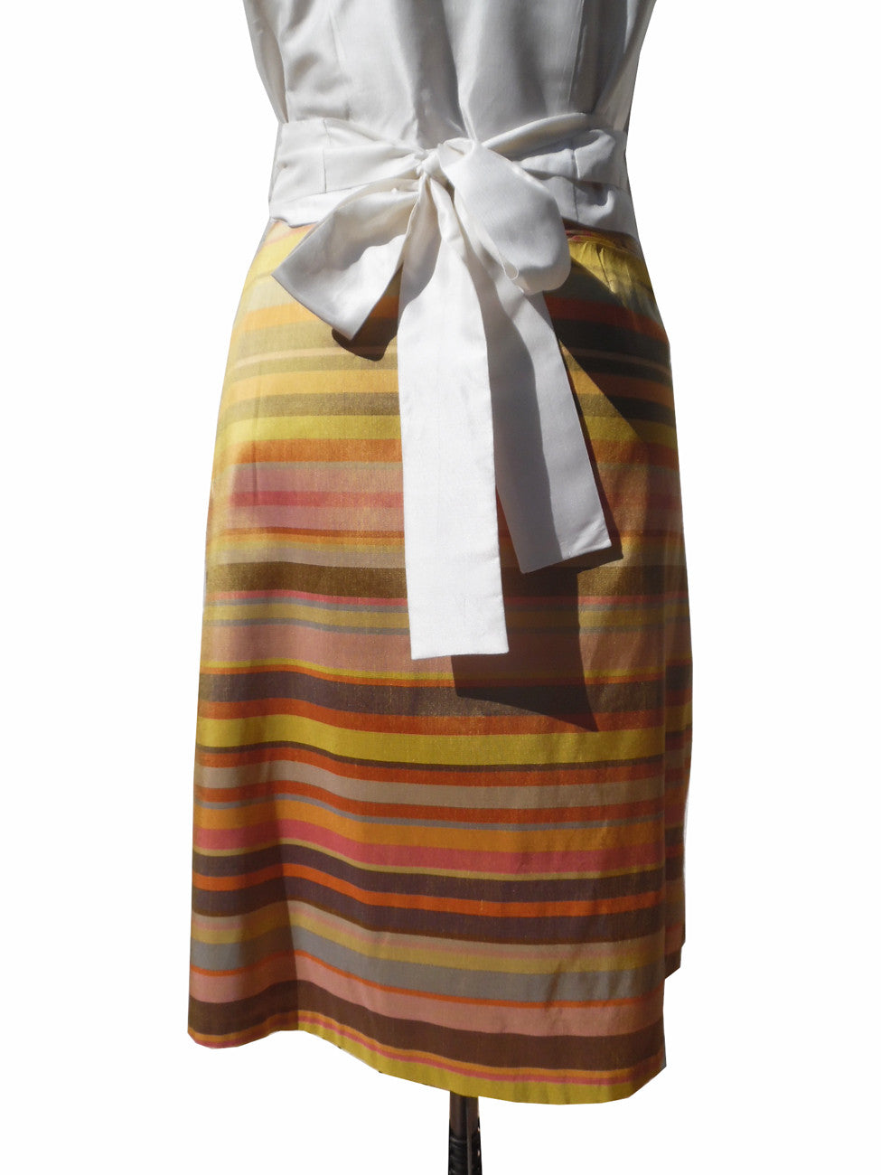 Audrey Skirt Thai Silk Taffeta Preppy Stripe