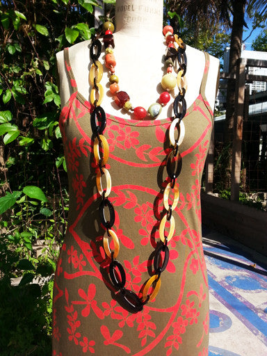 Batik Beach Dress Matisse Olive and Red