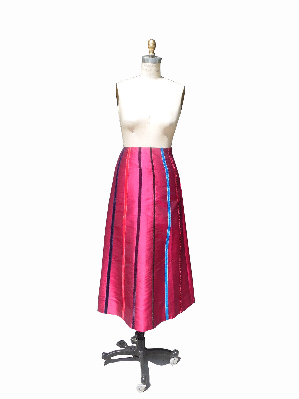 Carnival Skirt Thai Silk And Velvet Ribbons Garnet