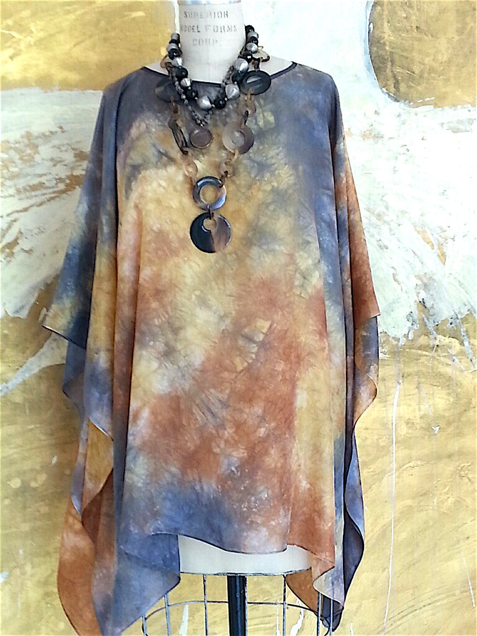 Silk Caftan Hand Painted Shibori Model 2