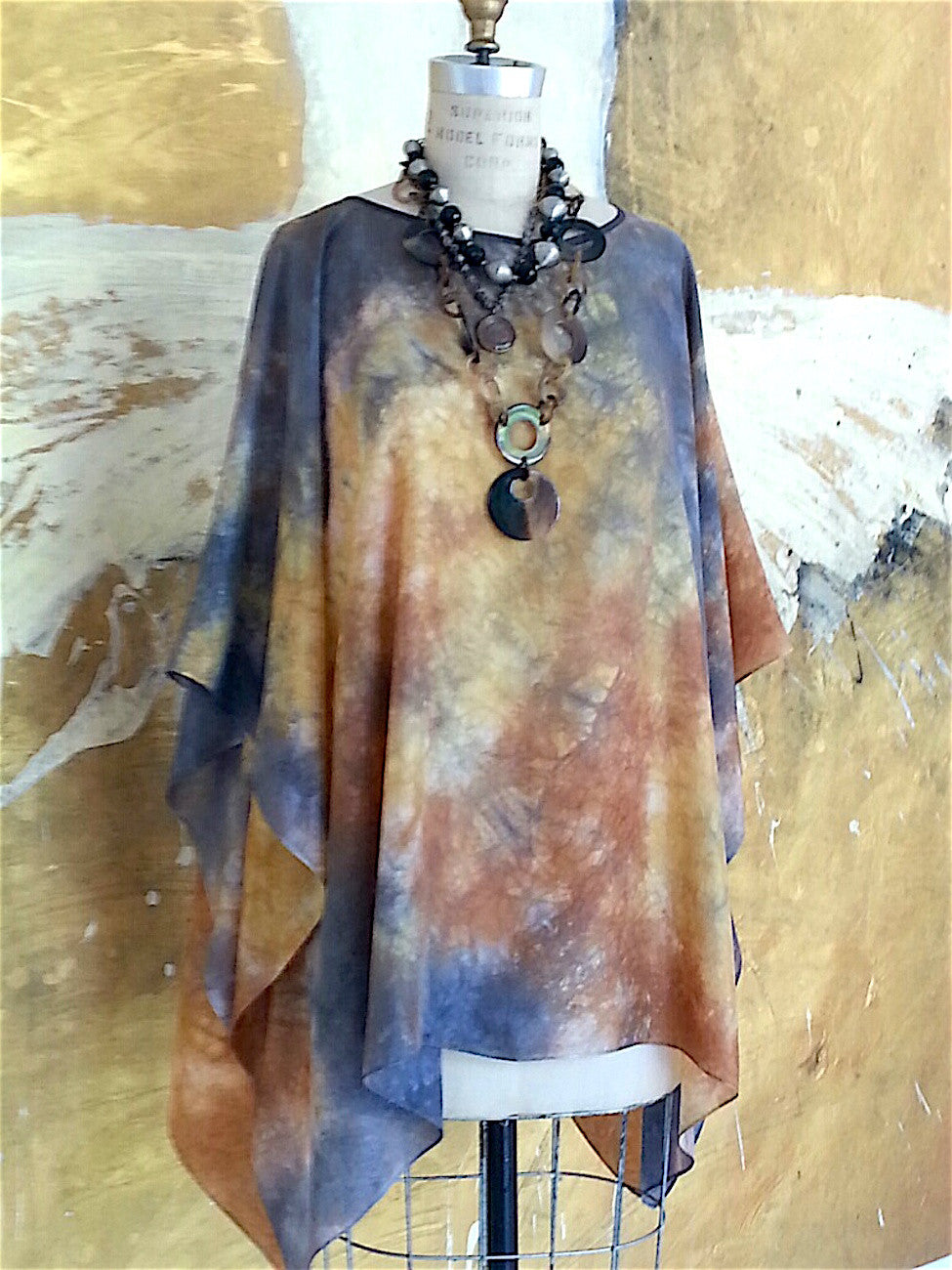 Silk Caftan Hand Painted Shibori Model 2