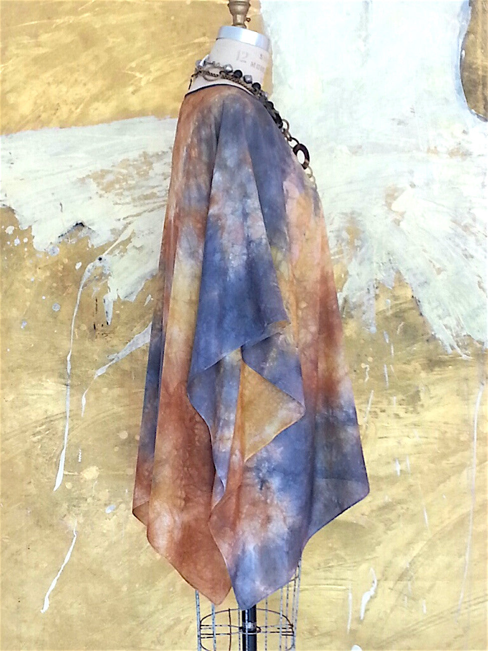 Silk Caftan Hand Painted Shibori Model 2