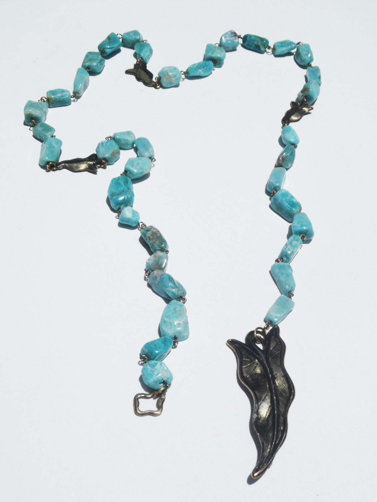 Necklace Or Chain Belt Amazonite With Leaf