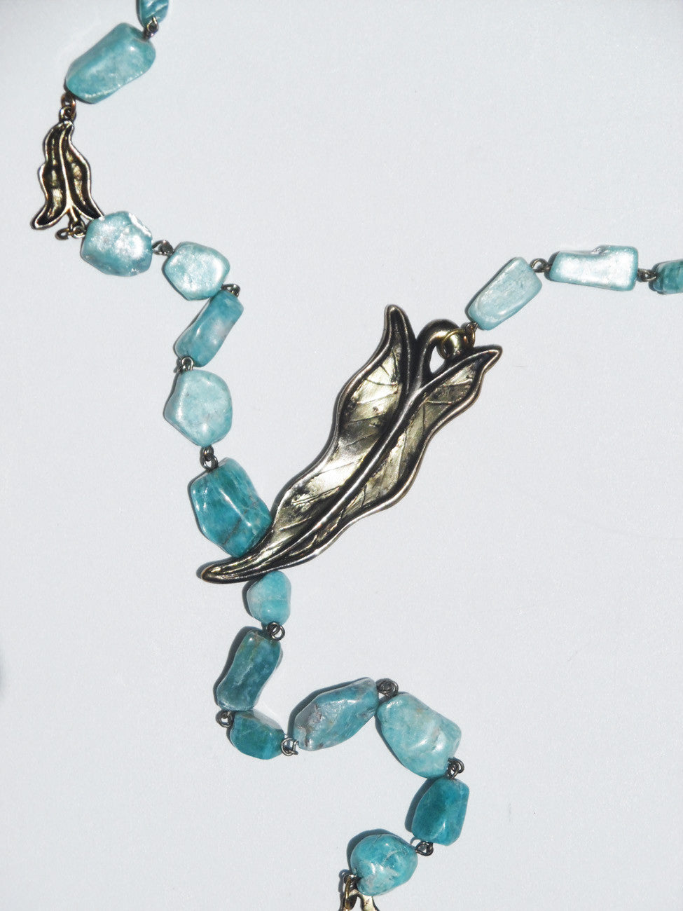 Necklace Or Chain Belt Amazonite With Leaf