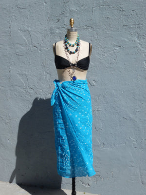 Crinkle Cotton Pareo Sarong In Turquoise