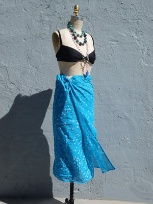 Crinkle Cotton Pareo Sarong In Turquoise