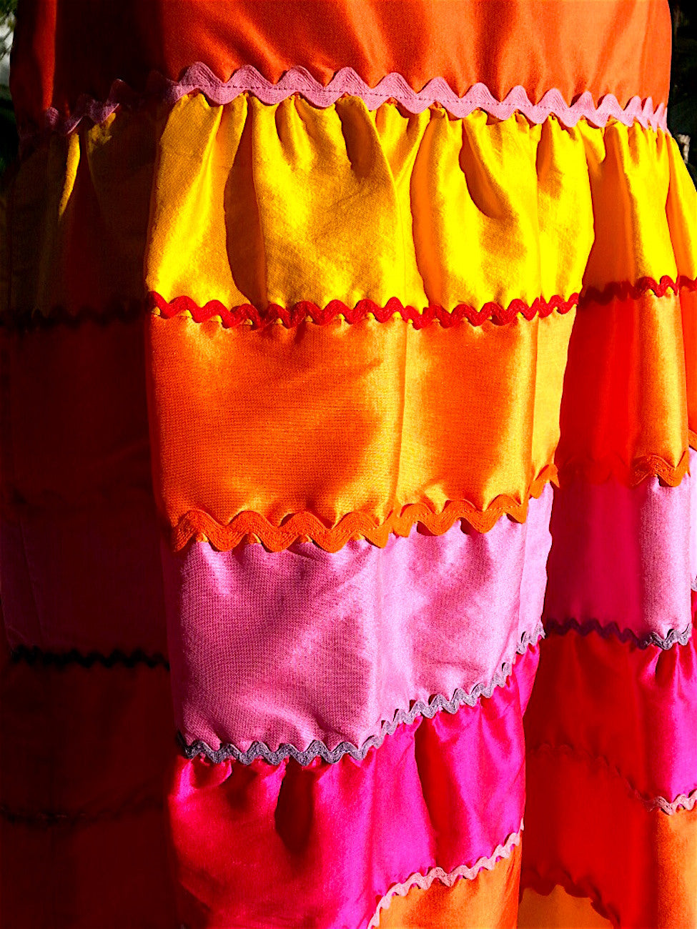 Diablita Thai Silk Evening Skirt With Rick Rack Ribbons