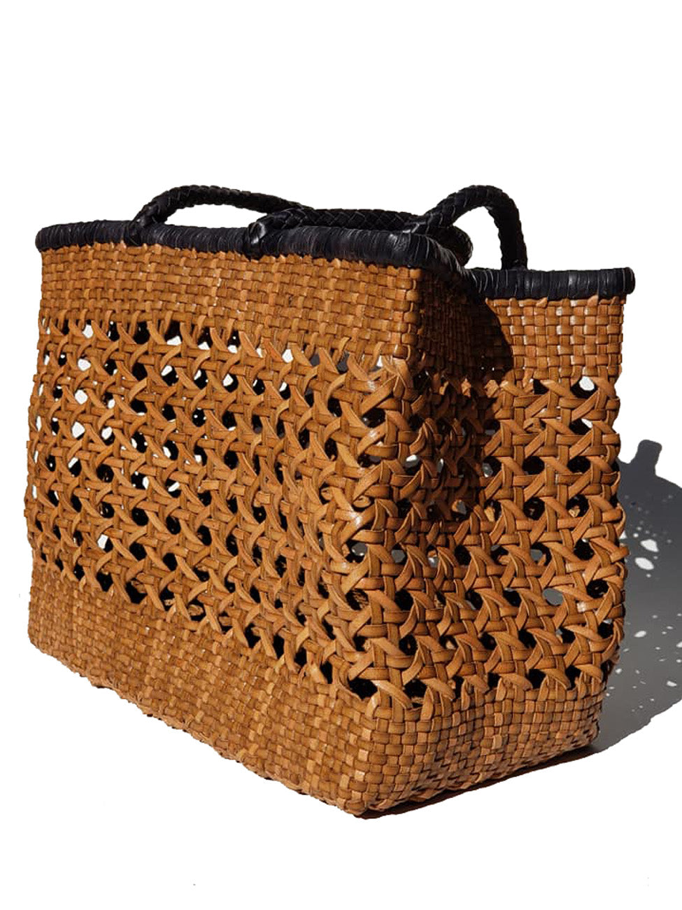 Woven Leather Large Tote Bag Wicker