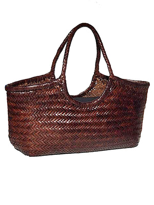 Woven Leather Nantucket Tote Bag