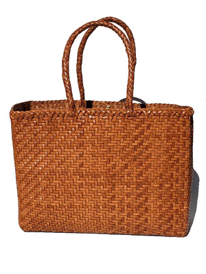 Woven Leather Medium Tote Bag
