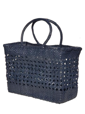 Woven Leather Large Tote Bag Wicker