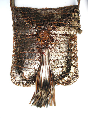 Tricot Woven Leather Crossbody Bag with Tassel