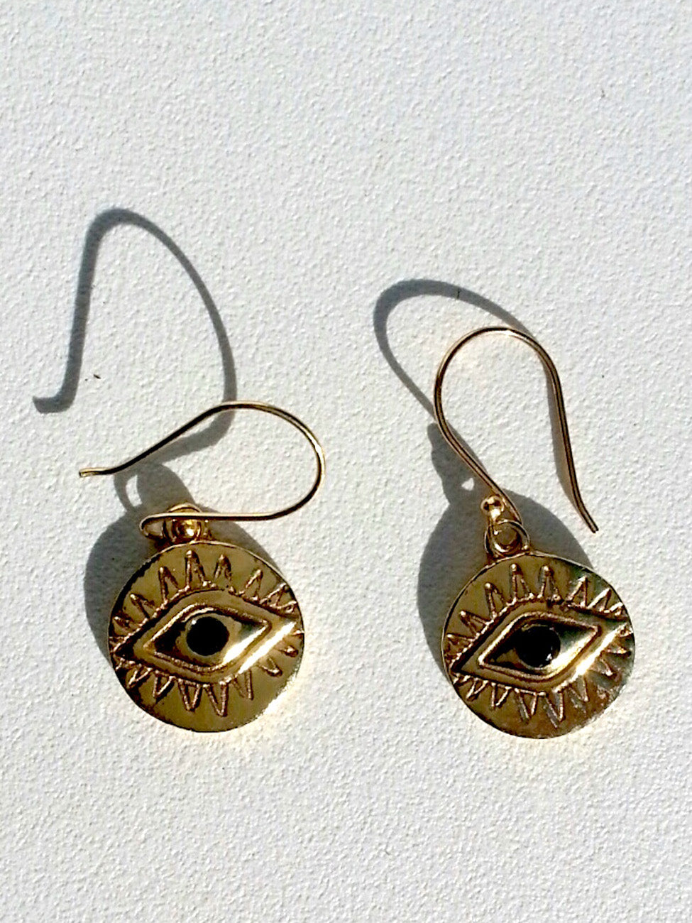 Earrings Gold Evil Eye with Blue Quartz