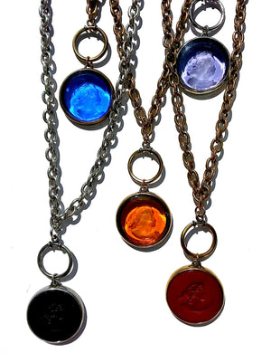 Necklace Intaglio Double Long Chain Italian Link