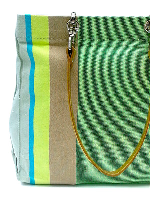 French Cotton Stripe Bags Green