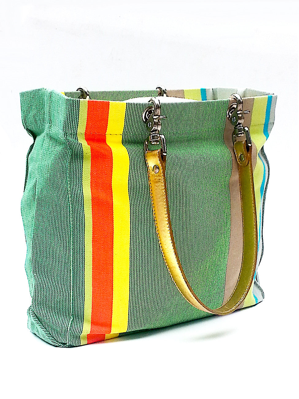 French Cotton Stripe Bags Green