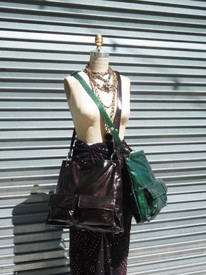 Gapock X Crossbody Travel Bag Patent Leather Black