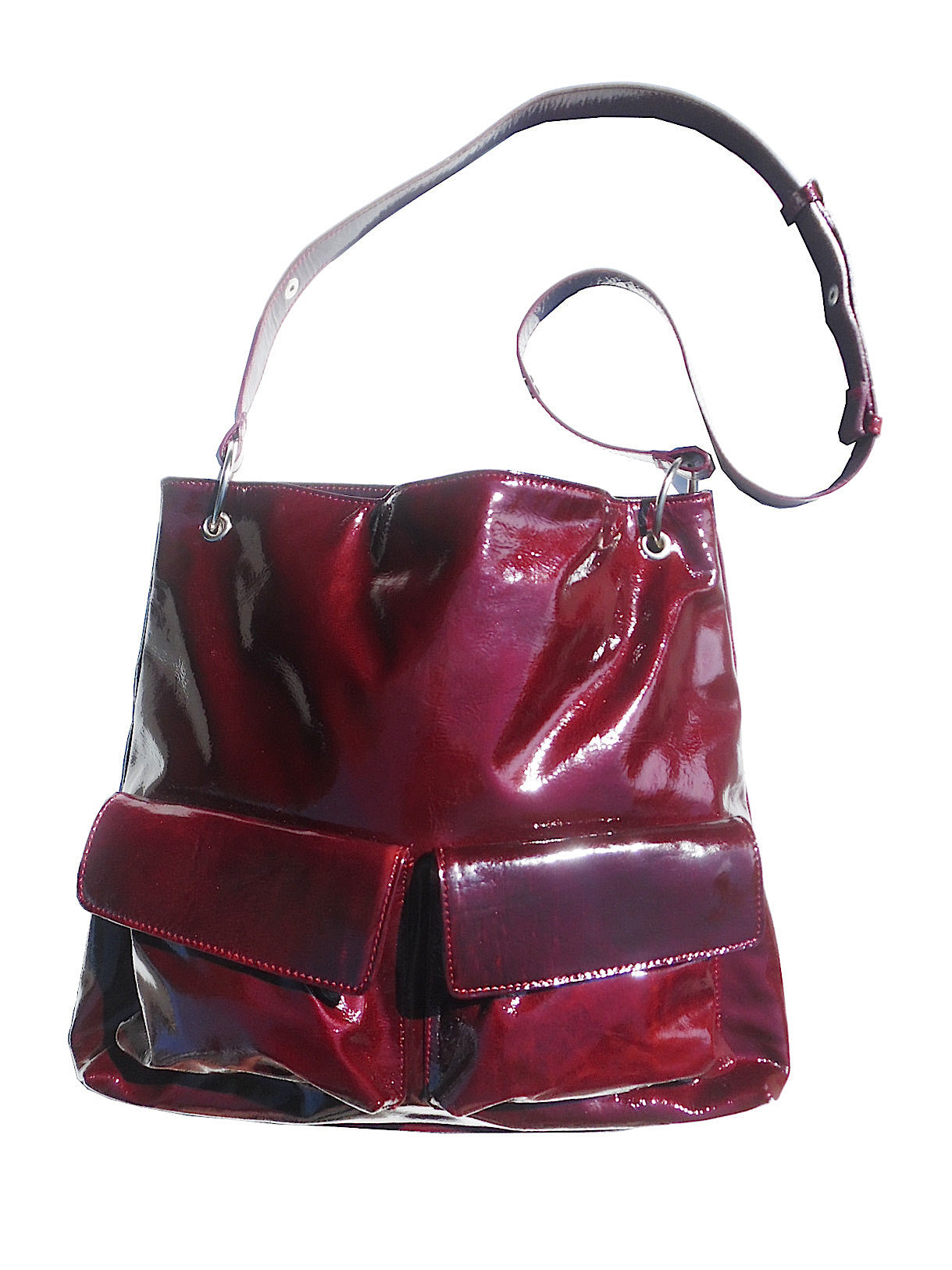 Gapock X Crossbody Travel Bag Patent Leather Wine