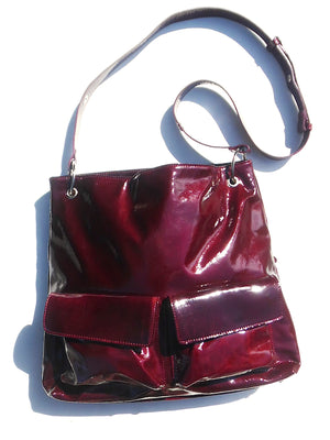 Gapock X Crossbody Travel Bag Patent Leather Wine