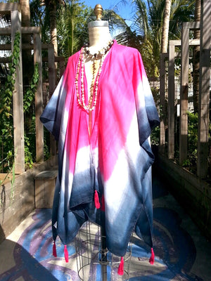 Kimono Caftan Hand Painted Cotton