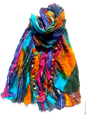 Hand Painted Cotton Large Scarf or Pareo