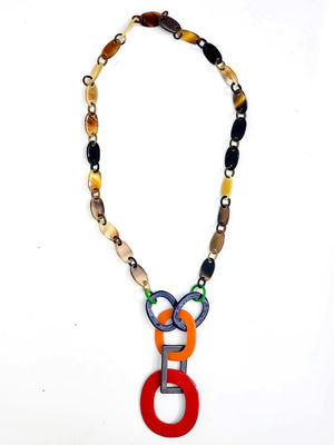 Horn Necklace Lacquer Multicolor Pendant