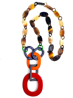 Horn Necklace Lacquer Multicolor Pendant