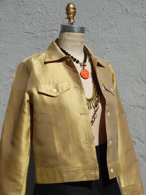 Jean Jacket Thai Silk And Mother Of Pearl Gold