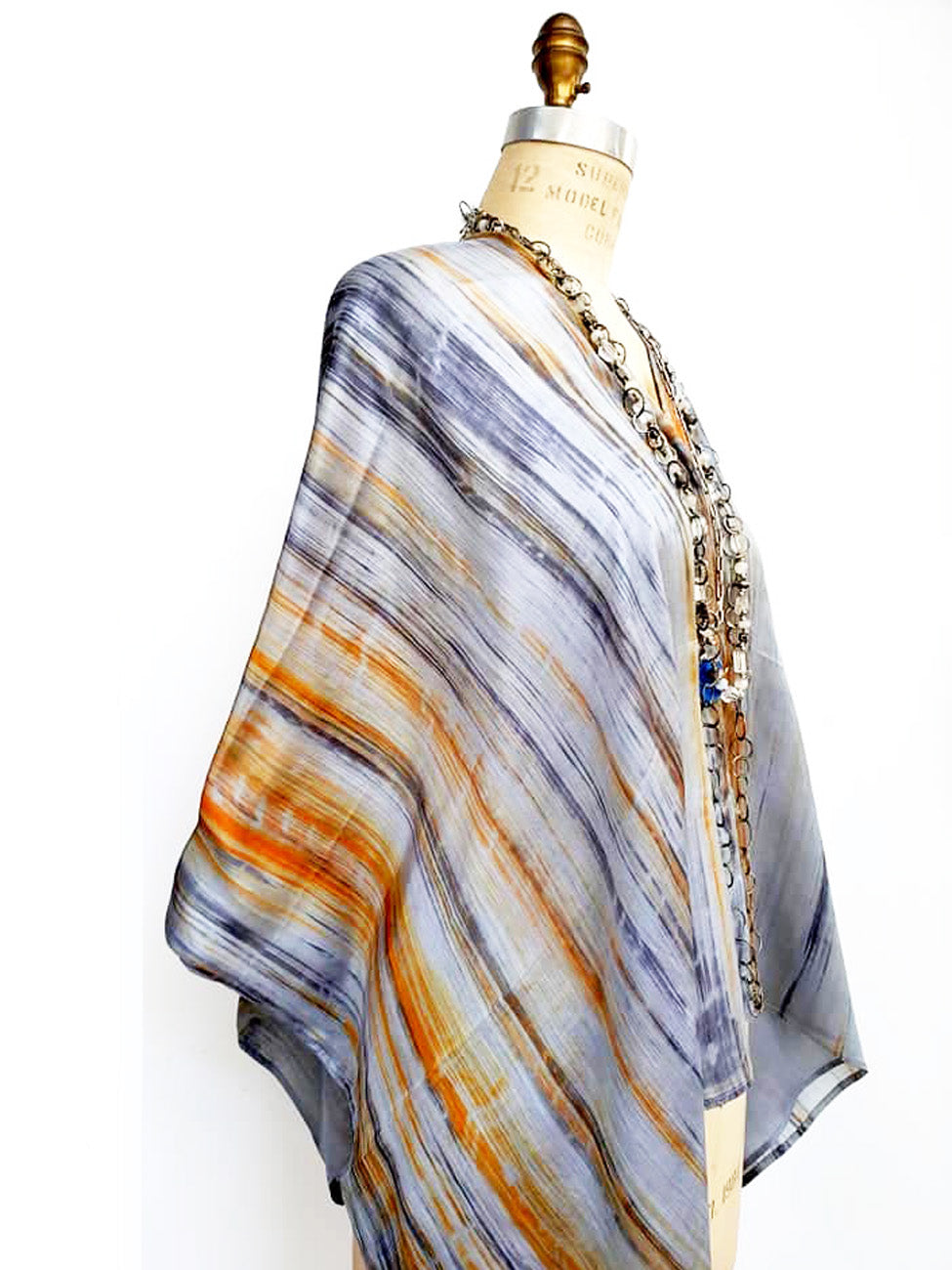 Silk Poncho Cape Hand Painted Watercolor