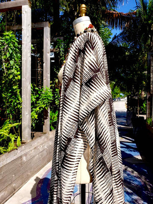 Cotton Hand Blocked Long Kimono Cape